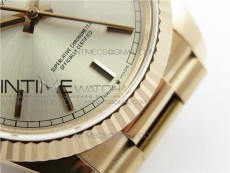 Day-Date 36 128239 RG BP Best Edition Silver Sticks Markers Dial on RG President Bracelet
