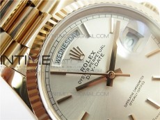 Day-Date 36 128239 RG BP Best Edition Silver Sticks Markers Dial on RG President Bracelet