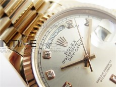 Day-Date 36 128239 RG BP Best Edition Silver Crystal Markers Dial on RG President Bracelet