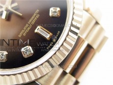 Day-Date 36 128239 RG BP Best Edition Brown Crystal Markers Dial on RG President Bracelet