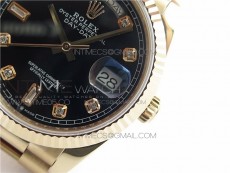 Day-Date 36 128239 RG BP Best Edition Black Crystal Markers Dial on RG President Bracelet