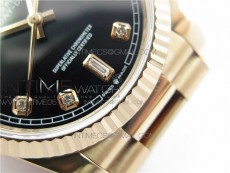 Day-Date 36 128239 RG BP Best Edition Black Crystal Markers Dial on RG President Bracelet