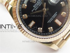 Day-Date 36 128239 RG BP Best Edition Black Crystal Markers Dial on RG President Bracelet