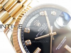 Day-Date 36 128239 RG BP Best Edition Black Crystal Markers Dial on RG President Bracelet