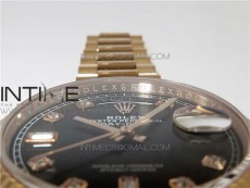 Day-Date 36 128239 RG BP Best Edition Black Crystal Markers Dial on RG President Bracelet