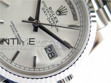 Day-Date 36 128239 SS BP Best Edition White Sticks Markers Dial on SS President Bracelet