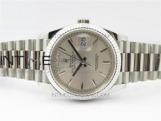 Day-Date 36 128239 SS BP Best Edition Silver Sticks Markers Dial on SS President Bracelet