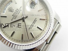 Day-Date 36 128239 SS BP Best Edition Silver Sticks Markers Dial on SS President Bracelet