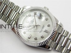 Day-Date 36 128239 SS BP Best Edition White MOP Crystal Markers Dial on SS President Bracelet