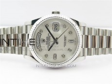 Day-Date 36 128239 SS BP Best Edition White MOP Crystal Markers Dial on SS President Bracelet