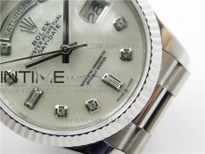 Day-Date 36 128239 SS BP Best Edition White MOP Crystal Markers Dial on SS President Bracelet