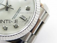 Day-Date 36 128239 SS BP Best Edition White MOP Crystal Markers Dial on SS President Bracelet