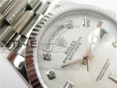 Day-Date 36 128239 SS BP Best Edition White MOP Crystal Markers Dial on SS President Bracelet