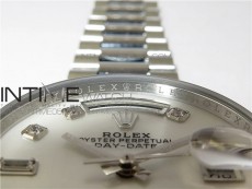 Day-Date 36 128239 SS BP Best Edition White MOP Crystal Markers Dial on SS President Bracelet