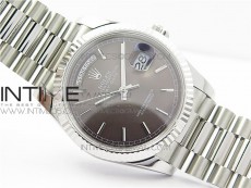 Day-Date 36 128239 SS BP Best Edition Brown Sticks Markers Dial on SS President Bracelet