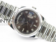 Day-Date 36 128239 SS BP Best Edition Brown Crystal Markers Dial on SS President Bracelet
