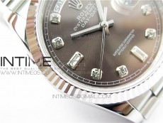 Day-Date 36 128239 SS BP Best Edition Brown Crystal Markers Dial on SS President Bracelet