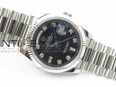 Day-Date 36 128239 SS BP Best Edition Black Crystal Markers Dial on SS President Bracelet