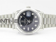Day-Date 36 128239 SS BP Best Edition Black Crystal Markers Dial on SS President Bracelet