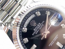 Day-Date 36 128239 SS BP Best Edition Black Crystal Markers Dial on SS President Bracelet