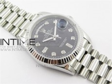 Day-Date 36 128239 SS BP Best Edition Black Crystal Markers Dial on SS President Bracelet