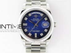 Day-Date 36 128239 SS BP Best Edition Blue Crystal Markers Dial on SS President Bracelet