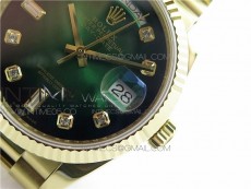 Day-Date 36 128239 YG BP Best Edition Green Crystal Markers Dial on YG President Bracelet