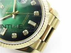 Day-Date 36 128239 YG BP Best Edition Green Crystal Markers Dial on YG President Bracelet