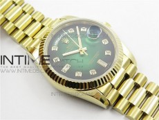 Day-Date 36 128239 YG BP Best Edition Green Crystal Markers Dial on YG President Bracelet