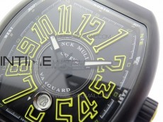 Vanguard V45 DLC ZF 1:1 Best Edition Black Yellow Markers Dial on Black Gummy Strap MIYOTA 9015