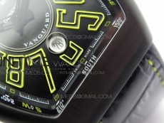 Vanguard V45 DLC ZF 1:1 Best Edition Black Yellow Markers Dial on Black Gummy Strap MIYOTA 9015