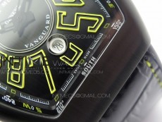 Vanguard V45 DLC ZF 1:1 Best Edition Black Yellow Markers Dial on Black Gummy Strap MIYOTA 9015