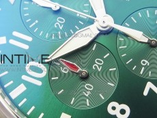 Pilot Chrono Spitfire IW3777 Green SS ZF 1:1 Best Edition Green Dial on Brown Leather Strap A7750