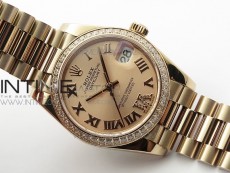 Datejust 31mm 278275 RG Dia Bezel BP Best Edition RG Roman Markers Dial @6 Dia on RG President Bracelet