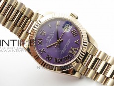 Datejust 31mm 278275 RG BP Best Edition Purple Roman Markers Dial @6 Dia on RG President Bracelet