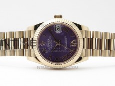 Datejust 31mm 278275 RG BP Best Edition Purple Roman Markers Dial @6 Dia on RG President Bracelet