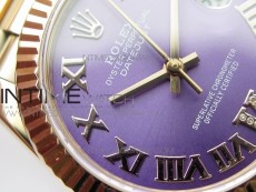 Datejust 31mm 278275 RG BP Best Edition Purple Roman Markers Dial @6 Dia on RG President Bracelet