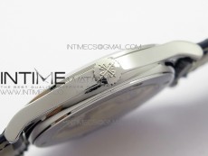 Calatrava 5296G SS ZF 1:1 Best Edition White Dial Blue Hands on Black Leather Strap 324CS