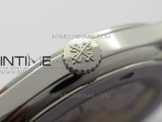 Calatrava 5296G SS ZF 1:1 Best Edition White Dial Blue Hands on Black Leather Strap 324CS