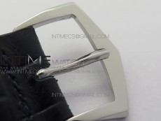 Calatrava 5296G SS ZF 1:1 Best Edition White Dial Blue Hands on Black Leather Strap 324CS