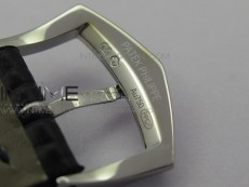 Calatrava 5296G SS ZF 1:1 Best Edition White Dial Blue Hands on Black Leather Strap 324CS