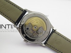 Calatrava 5296G SS ZF 1:1 Best Edition White Dial Blue Hands on Black Leather Strap 324CS