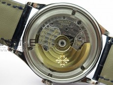 Calatrava 5296G SS ZF 1:1 Best Edition White Dial Blue Hands on Black Leather Strap 324CS