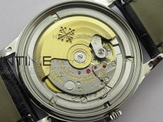 Calatrava 5296G SS ZF 1:1 Best Edition White Dial Blue Hands on Black Leather Strap 324CS