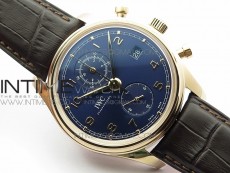 Portugieser Chrono Classic 42 IW390406 RG ZF 1:1 Best Edition Blue dial on Brown Leather Strap A7750