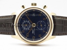 Portugieser Chrono Classic 42 IW390406 RG ZF 1:1 Best Edition Blue dial on Brown Leather Strap A7750