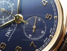 Portugieser Chrono Classic 42 IW390406 RG ZF 1:1 Best Edition Blue dial on Brown Leather Strap A7750
