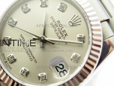 Datejust 31mm 278275 SS BP Best Edition Silver Crystals Markers Dial on RG President Bracelet