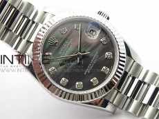 Datejust 31mm 278275 SS BP Best Edition Gray MOP Crystals Markers Dial on SS President Bracelet