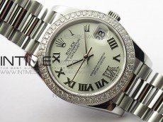 Datejust 31mm 278275 SS Crystals bezel BP Best Edition Silver Roman Markers Dial(@6 Crystal Makrer) on SS President Bracelet